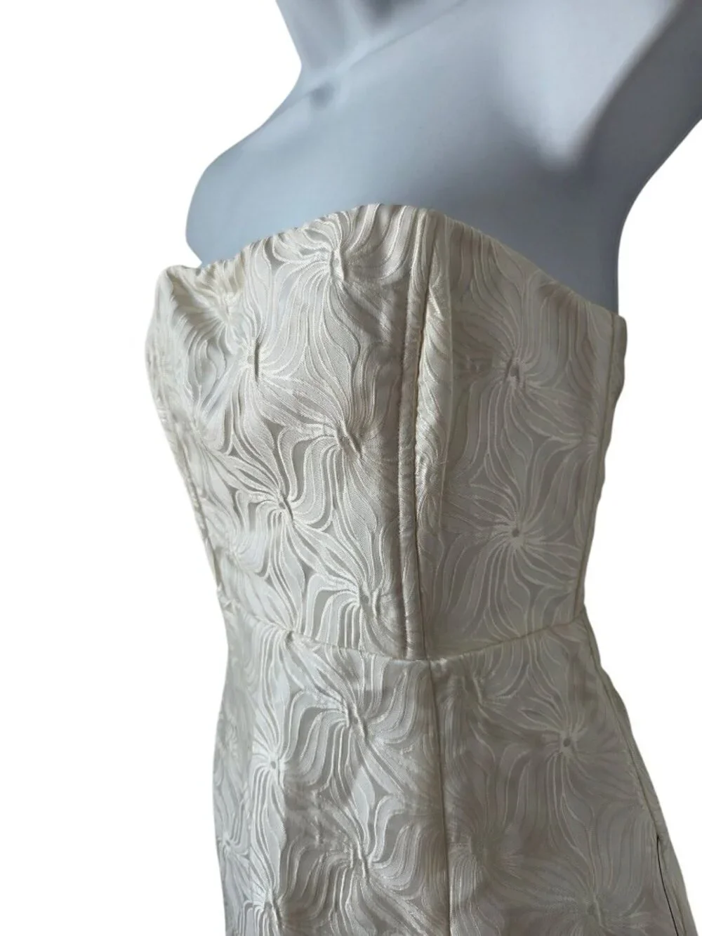 Lulus Bubbly Beauty Ivory Jacquard Strapless Bustier Mini Dress XS